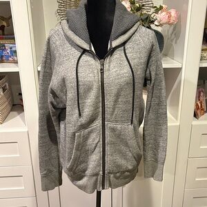 Rag & Bone Store Exclusive Heather Gray Zip-Up Hoodie with Ribbed Hood
